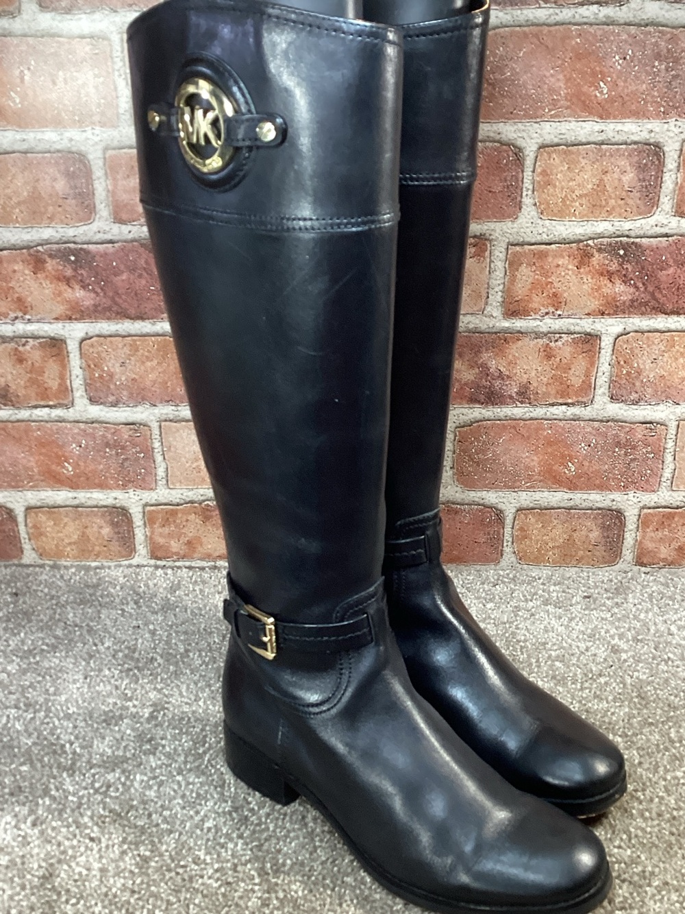 Michael Kors Stockard womens black tall knee high riding boots size 7.5